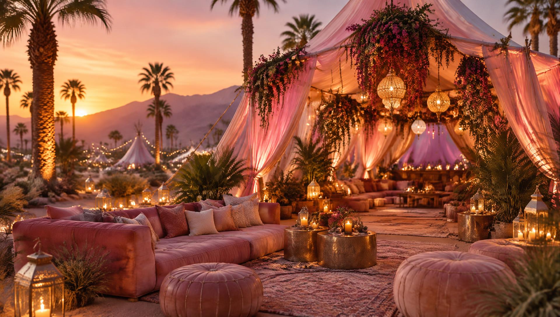 Positivity Sess festival lounge at sunset